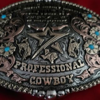 RODEO TROPHY BUCKLE☆REPUBLIC OF TEXAS BRONC RIDING CHAMPION VINTAGE 621 3