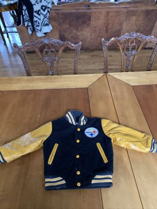 Vtg Pittsburgh Steelers Nfl Letterman Jacket Coat Sears Roebuck Boys Sz 4 Child