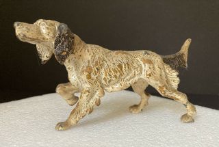 Vintage Miniature Cast Iron Pointer Setter Bird Dog 5 1/2 " Long