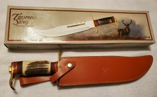 Frost Cutlery Ts - 167 Large Trophy Stag Bowie Knife With Sheath 16 1/4 " Oa