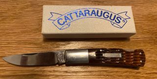 Vintage Cattaraugus Kcc Cm - 10 Bone Handle Lock Back Pocket Knife No.  1467
