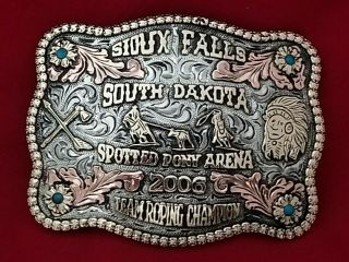 2006 Rodeo Vintage Trophy Buckle Sioux Falls South Dakota Team Rope Champion 505