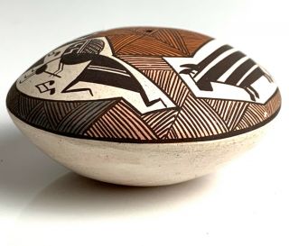 Vintage Acoma Pueblo Miniature Pottery D Lewis Seedpot Native American Imagery