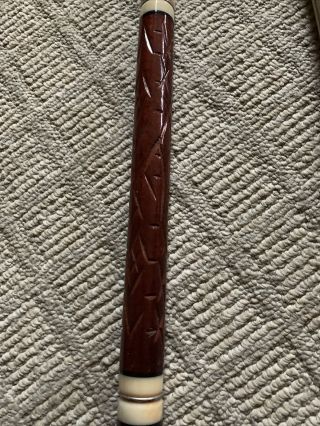 Vintage Wood Carved 2 Piece Pool Cue Stick With Case. 2