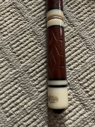 Vintage Wood Carved 2 Piece Pool Cue Stick With Case. 3