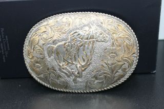San Carlos By Crumrine 22k Gold On Sterling Silver Horse Belt Buckle 74g