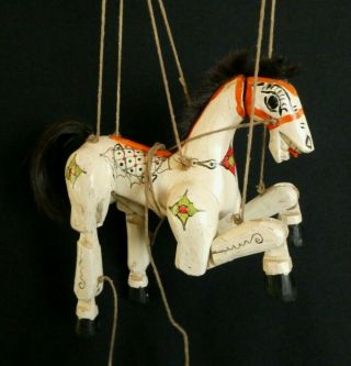 Vintage Horse Wooden Wood Burmese Puppet Marionette String Folk Art Toy