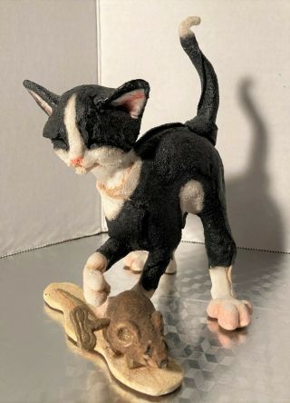Country Artists A Breed Apart Gizmo Black & White Kitten Cat Toy Mouse Figurine