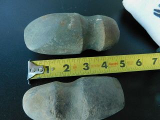 2 Native American Indian Stone Axe Head Weapon Grooved Large Artifact Tool