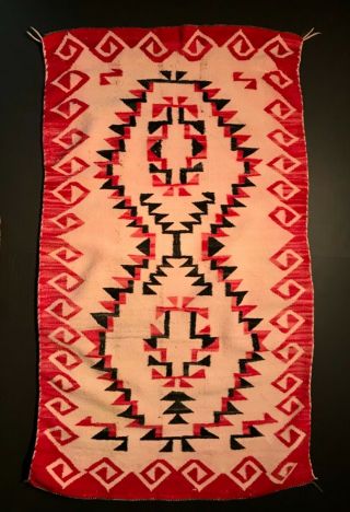 Historic Navajo Double Saddle Blanket,  Colorful Arrow Variegated Design,  C1920,  Nr