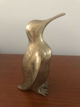 Vintage Brass Metal Penguin Bird Figurine Statue Heavy Large 8”bronze