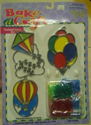 Bake A Craft Stained Glass Kit - Kite Balloons Hot Air Balloon Vintage 1994