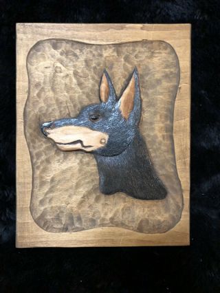 Hand Carved/painted Manchester Terrier Wooden Plaque