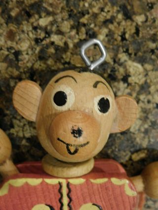 Vintage Wood Wooden Pull String Toy Dancing Jumping Jack Monkey Puppet Austria