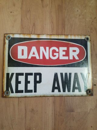 Vintage Danger Keep Away Porcelain Metal Tin Sign 10 " X7 " Worcester Mass Patina