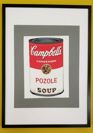 Mexican Campbell´s Soup Andy Warhol Tribute Pozole Flavor Framed Silkscreen