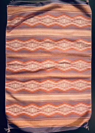 Exceptional Navajo Burntwater Child Blanket / Rug,  Revival Period,  Mid 20th C,  Nr