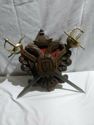 Wooden Decor With 2 Swords (removeable)