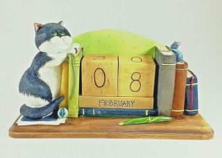 Comic Curious Cats Linda Jane Smith " Just A Minute " Rare Calendar - 2002 Enesco