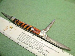 Vintage Remington UMC USA 3 - Blade Pocket Knife - Tiger Stripe 2