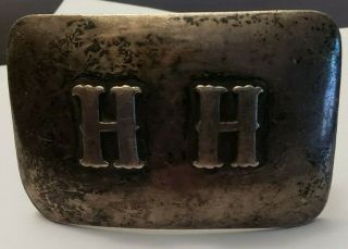 H H Old Sterling Silver 925 Hand Made J Hayes Aspen Colorado Belt Buckle 79.  8grm