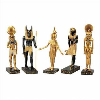 Ancient Gods Of Egypt Set 8.  5 " Each Handmade Sculpture Set Assembly