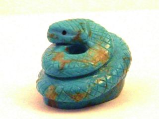 Fitz Kiyite - Kingman Turquoise Rattlesnake - Zuni Fetish - Native American Carving