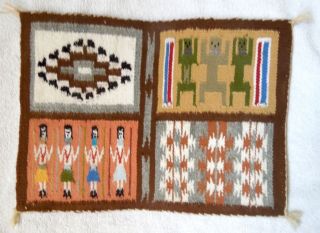 NAVAJO Small Rug FOUR - IN - ONE 11.  75 x 8.  5 Inch Weaving 4 - In - 1 2