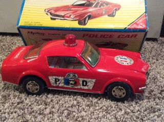 Chi Hung Vintage Battery Operated Tin Toy Mystery Bump - N - Go Police Car