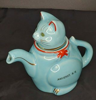 Vintage Otagiri Blue Cat Teapot Japan Hand Painted,  Souvenir - Amherst Nh