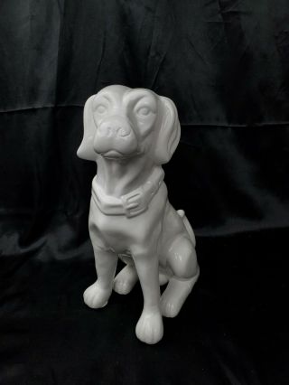 12 " H Large Sitting White Boy Dog Porcelain Figurine Japan?