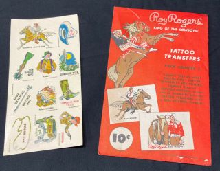 1940’s Roy Rogers 10 Cent Tattoo Transfers,  Pack 7 Fawcett Publications