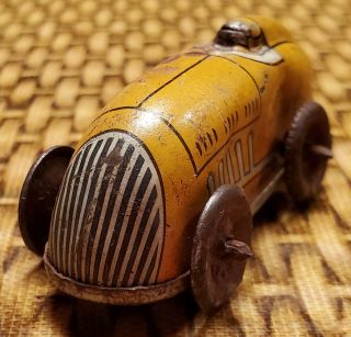 Vintage Rusty Miniature Wind - Up Tin Racecar