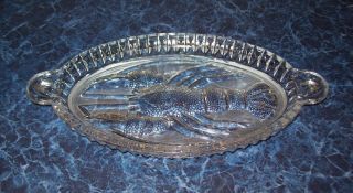 Vintage Ussr Cut Crystal Tray Lobster / Cancer / Shellfish For Seafood