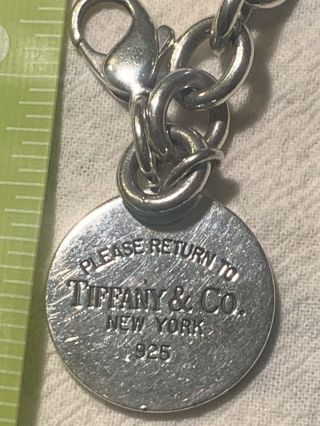 Vintage Tiffany & Co 925 Sterling Silver Please Return To Circle Tag Bracelet
