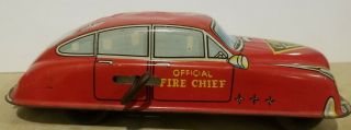 Vintage Marx Tin Litho Friction Official Fire Chief Car