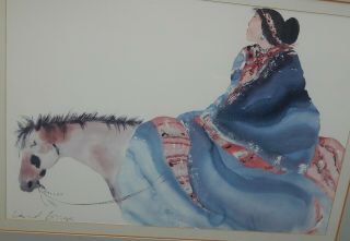Carol Grigg (renown Cherokee Artist) Watercolor - " Navajo " 1988,  29 " X 37 "