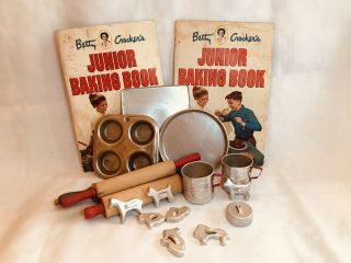 Vintage Junior Baking Set,  Betty Crocker,  Books,  Pans,  Rolling Pins,  Mixed Set