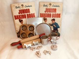Vintage Junior Baking Set,  Betty Crocker,  Books,  Pans,  Rolling Pins,  Mixed Set 3