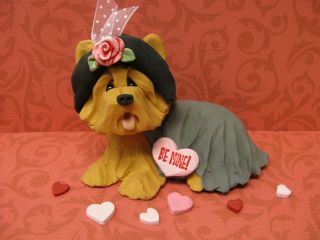 Handsculpted Yorkie Yorkshire Terrier Valentine 