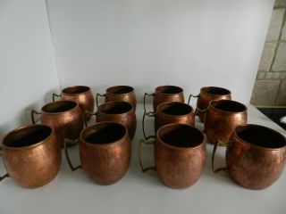 12 Vintage Odi Moscow Mule Hammered Solid Copper Mugs Cups 16oz