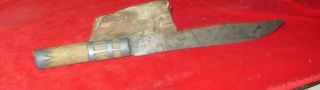 Fantastic Indian Trade Knife With Inlayed Pewter Handle Circa 1800 