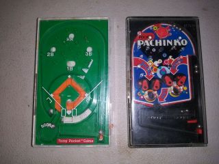Set Of 2 Vintage Tomy Pocket Games,  Baseball,  Pachinko