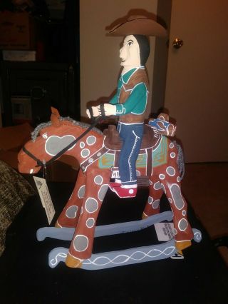 Native American Navajo Signed Delbert Buck Folk Art Cowboy Riding Rocking Horse