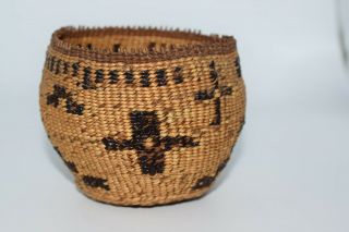 Fine Small Northern California Pit River Indian Basket Crosses Native American