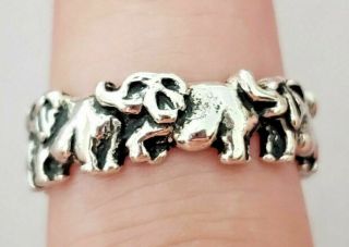 Vintage Signed Ted Ott 925 Sterling Silver Elephant Ring Animal Size 5.  5