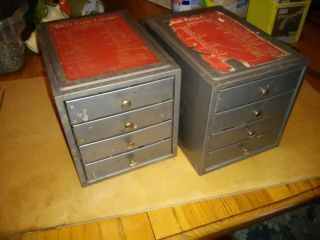 2 Vintage Kennedy Tool Small Metal Parts Cabinet 4 Drawer Machinist Drill Store