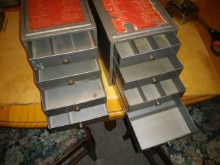 2 Vintage Kennedy Tool Small Metal Parts Cabinet 4 Drawer Machinist Drill store 2