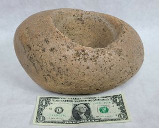 Pink Granite Mortar Bowl Native American Indian Grinding Stone Artifact Nr