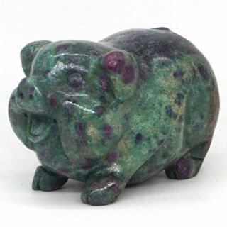 2.  4 " Pig Natural Myanmar Ruby Zoisite Gemstone Carved Animal Figurine Decor 730